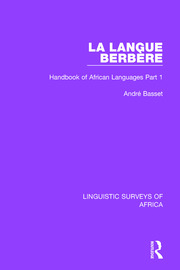 La Langue Berbère: Handbook of African Languages Part 1 book cover