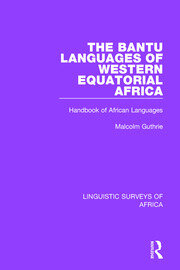 The Bantu Languages of Western Equatorial Africa: Handbook of African Languages book cover
