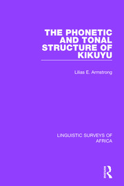 The Phonetic and Tonal Structure of Kikuyu book cover