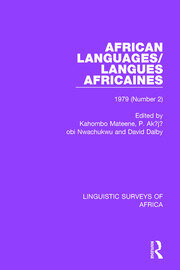 African Languages/Langues Africaines: Volume 5 (2) 1979 book cover