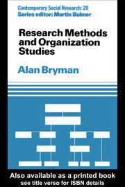 Research Methods and Organization Studies book cover