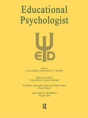 Cognitive Load Theory: A Special Issue of educational Psychologist book cover