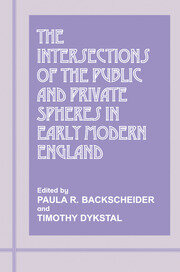 The Intersections of the Public and Private Spheres in Early Modern England book cover