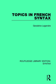 Topics in French Syntax book cover