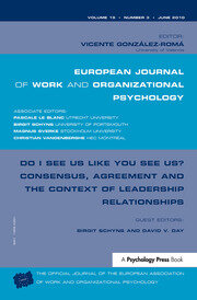 Do I See Us Like You See Us? Consensus, Agreement, and the Context of Leadership Relationships: A Special Issue of the European Journal of Work and Organizational Psychology book cover