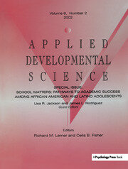 School Matters: Pathways To Academic Success Among African American and Latino Adolescents:a Special Issue of applied Developmental Science book cover