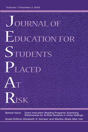 Direction instruction Reading Programs: Examining Effectiveness for at-risk Students in Urban Settings: A Special Issue of the journal of Education for Students Placed at Risk book cover