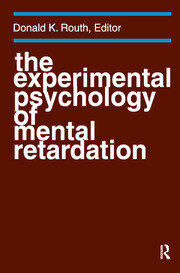 The Experimental Psychology of Mental Retardation book cover