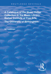 A Catalogue of the Shaw-Hellier Collection book cover