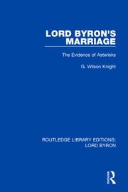 Lord Byron's Marriage: The Evidence of Asterisks book cover