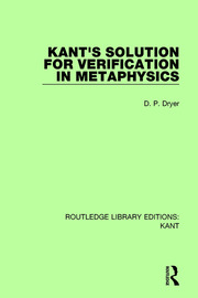 Kant's Solution for Verification in Metaphysics book cover