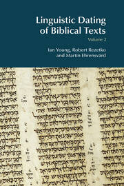Linguistic Dating of Biblical Texts: Volume 2 book cover