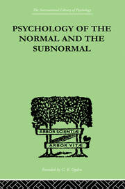 Psychology Of The Normal And The Subnormal book cover