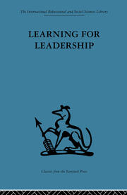 Learning for Leadership: Interpersonal and intergroup relations book cover