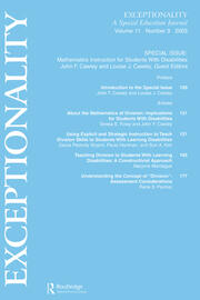 Mathematics Instruction for Students With Disabilities: A Special Issue of exceptionality book cover