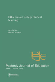 Influences on College Student Learning: Special Issue of peabody Journal of Education book cover