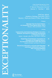 Academic Strategy Instruction: A Special Issue of Exceptionality book cover