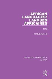 African Languages/Langues Africaines: Volume 1 1975 book cover