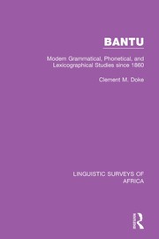 Bantu: Modern Grammatical, Phonetical and Lexicographical Studies Since 1860 book cover