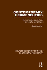 Contemporary Hermeneutics: Hermeneutics as Method, Philosophy and Critique book cover