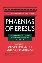 Phaenias of Eresus: Text, Translation, and Discussion book cover