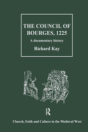 The Council of Bourges, 1225: A Documentary History book cover