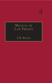 Manual of Law French book cover