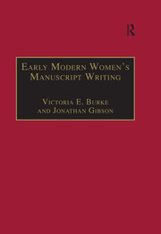 Early Modern Women's Manuscript Writing: Selected Papers from the Trinity/Trent Colloquium book cover