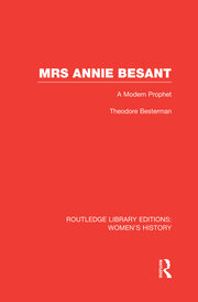 Mrs Annie Besant: A Modern Prophet book cover
