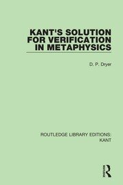 Kant's Solution for Verification in Metaphysics book cover