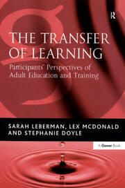 The Transfer of Learning: Participants' Perspectives of Adult Education and Training book cover