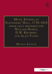 Music Entries at Stationers' Hall, 1710–1818: from lists prepared for William Hawes, D.W. Krummel and Alan Tyson and from other sources book cover