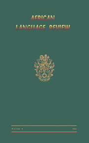 African Language Review book cover