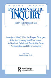 Love (and Hate) With the Proper Stranger: Affective Honesty and Enactment: Psychoanalytic Inquiry, 26.2 book cover