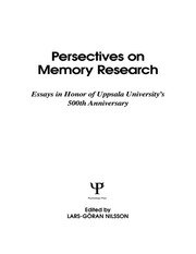 Perspectives on Memory Research: Essays in Honor of Uppsala University's 500th Anniversary book cover