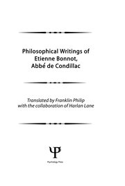 Philosophical Works of Etienne Bonnot, Abbe De Condillac: Volume 1 book cover
