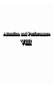 Attention and Performance Viii book cover