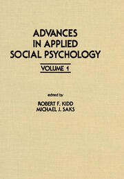 Advances in Applied Social Psychology: Volume 1 book cover