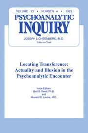 Locating Transference: Psychoanalytic Inquiry, 13.4 book cover