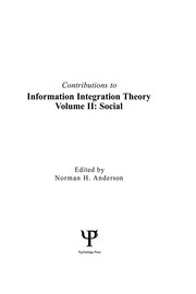 Contributions To Information Integration Theory: Volume 2: Social book cover