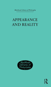 Appearance and Reality: A Metaphysical Essay book cover