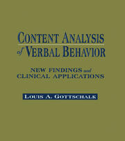 Content Analysis of Verbal Behavior: New Findings and Clinical Applications book cover