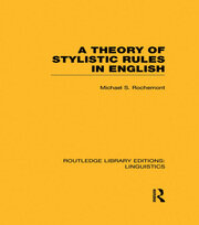 A Theory of Stylistic Rules in English book cover