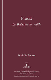 Proust: La Traduction du Sensible book cover