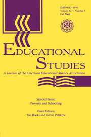 Poverty and Schooling: A Special Issue of Educational Studies book cover