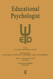 Educational Psychology: Yesterday, Today, and Tomorrow: A Special Issue of Educational Psychologist book cover
