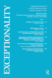 The Meta-Analysis Research in Special Education: A Special Issue of Exceptionality book cover