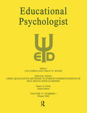 Using Qualitative Methods To Enrich Understandings of Self-regulated Learning: A Special Issue of educational Psychologist book cover
