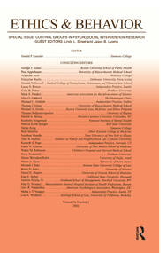 Control Groups in Psychosocial intervention Research: A Special Issue of ethics & Behavior book cover