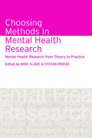 Choosing Methods in Mental Health Research: Mental Health Research from Theory to Practice book cover